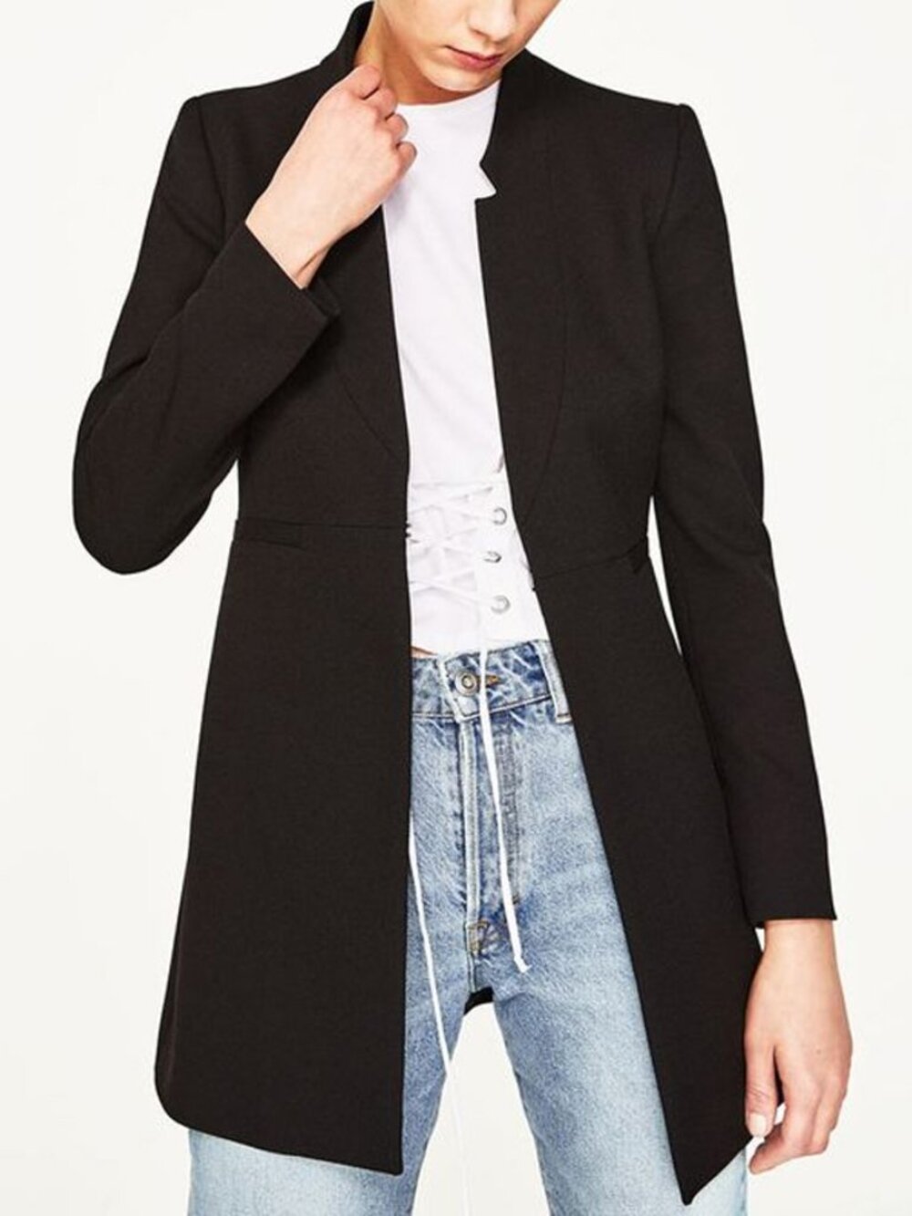 Zara Classic Black Longline Blazer Size L